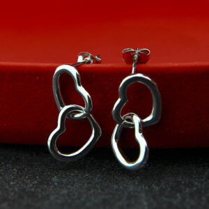 Kolczyki podwójne wiszące serca