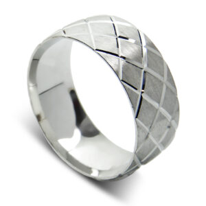 Obrączka szeroka pikowana diamentowana