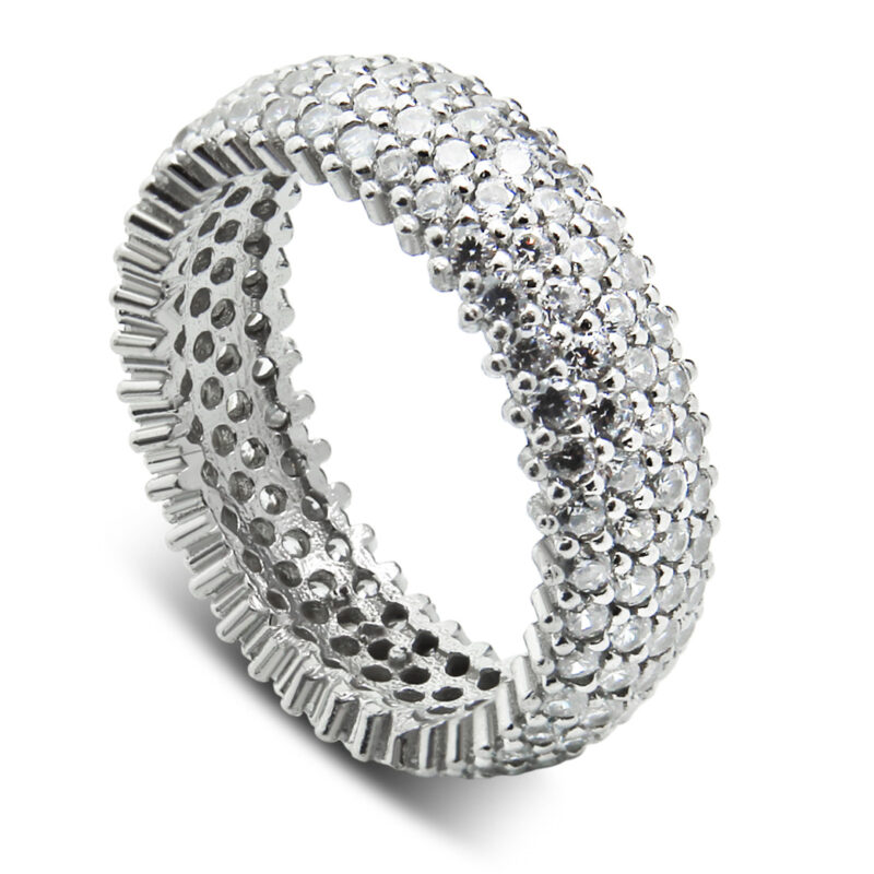 Szeroka obrączka 4-rzędowa z cyrkoniami