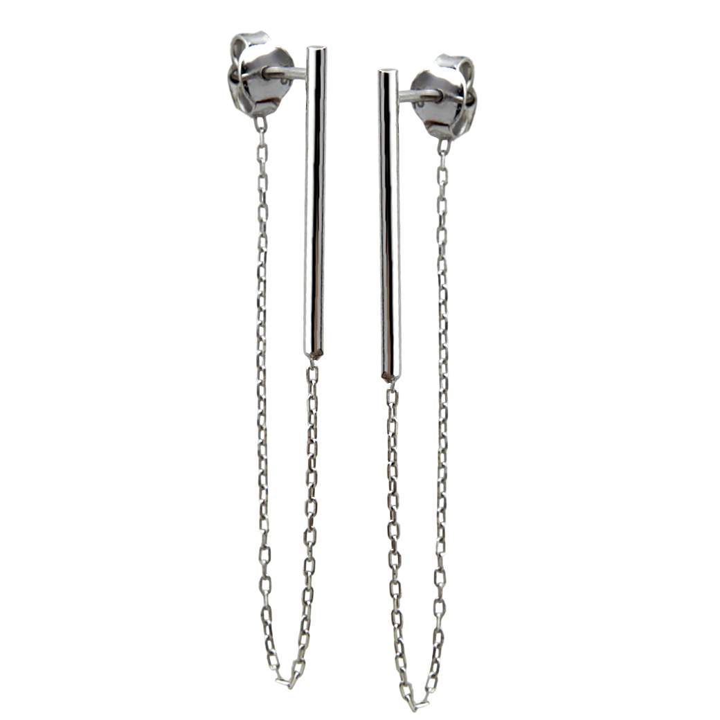 KOLCZYKI RURKI RURECZKI Z WISZĄCYMI ŁAŃCUSZKAMI