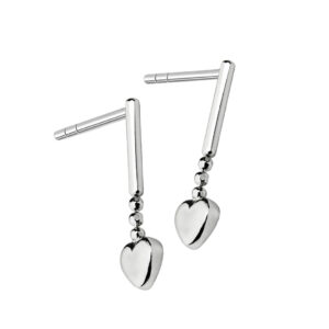 Kolczyki serca podwieszone na rurce
