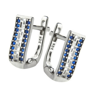 Kolczyki z pasem greckim i szafirowymi cyrkoniami