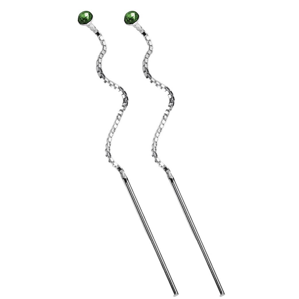 SREBRNE KOLCZYKI PRZEKŁADANE PRZECIĄGANE PRZEZ UCHO Z CYRKONIĄ KAMYCZKIEM