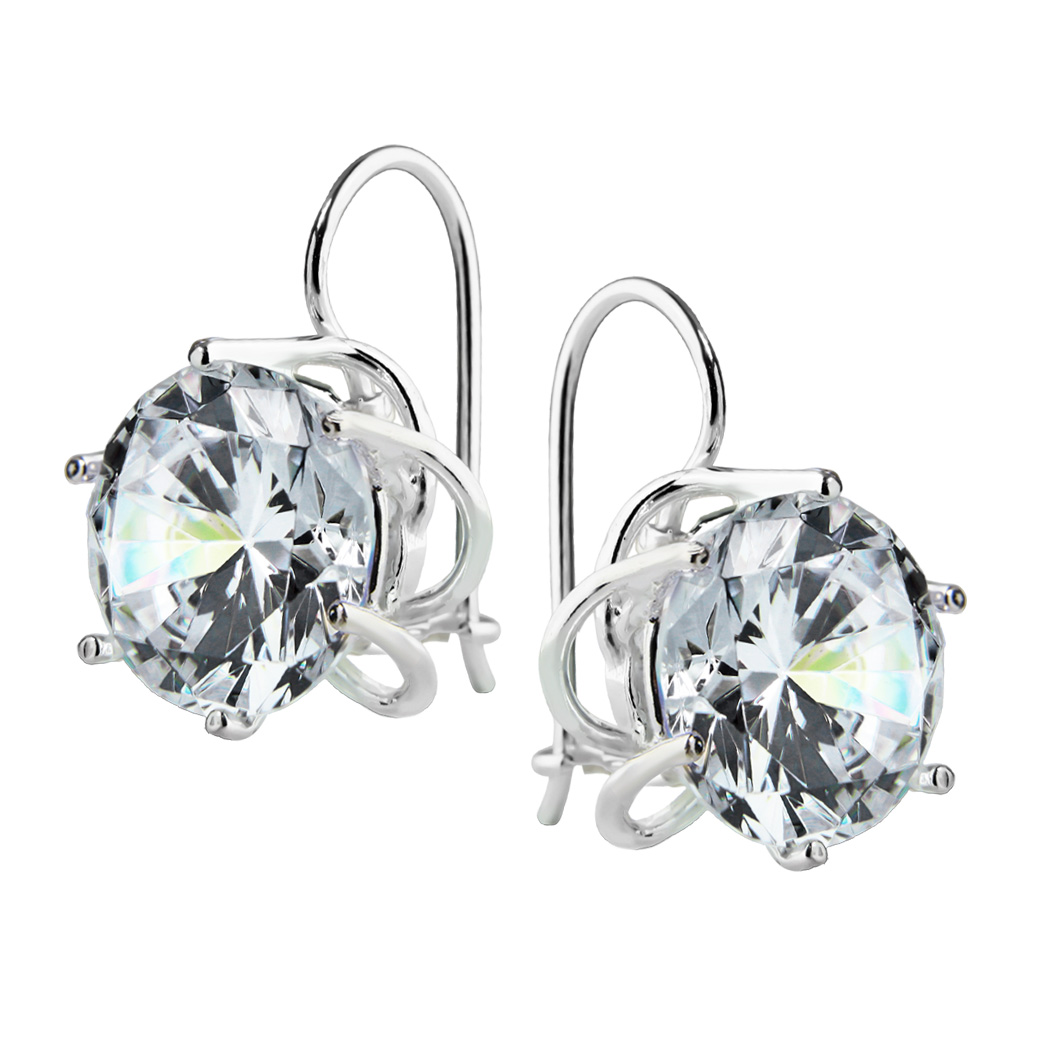 Wiszące plecione kolczyki z dużym kamieniem 18mm