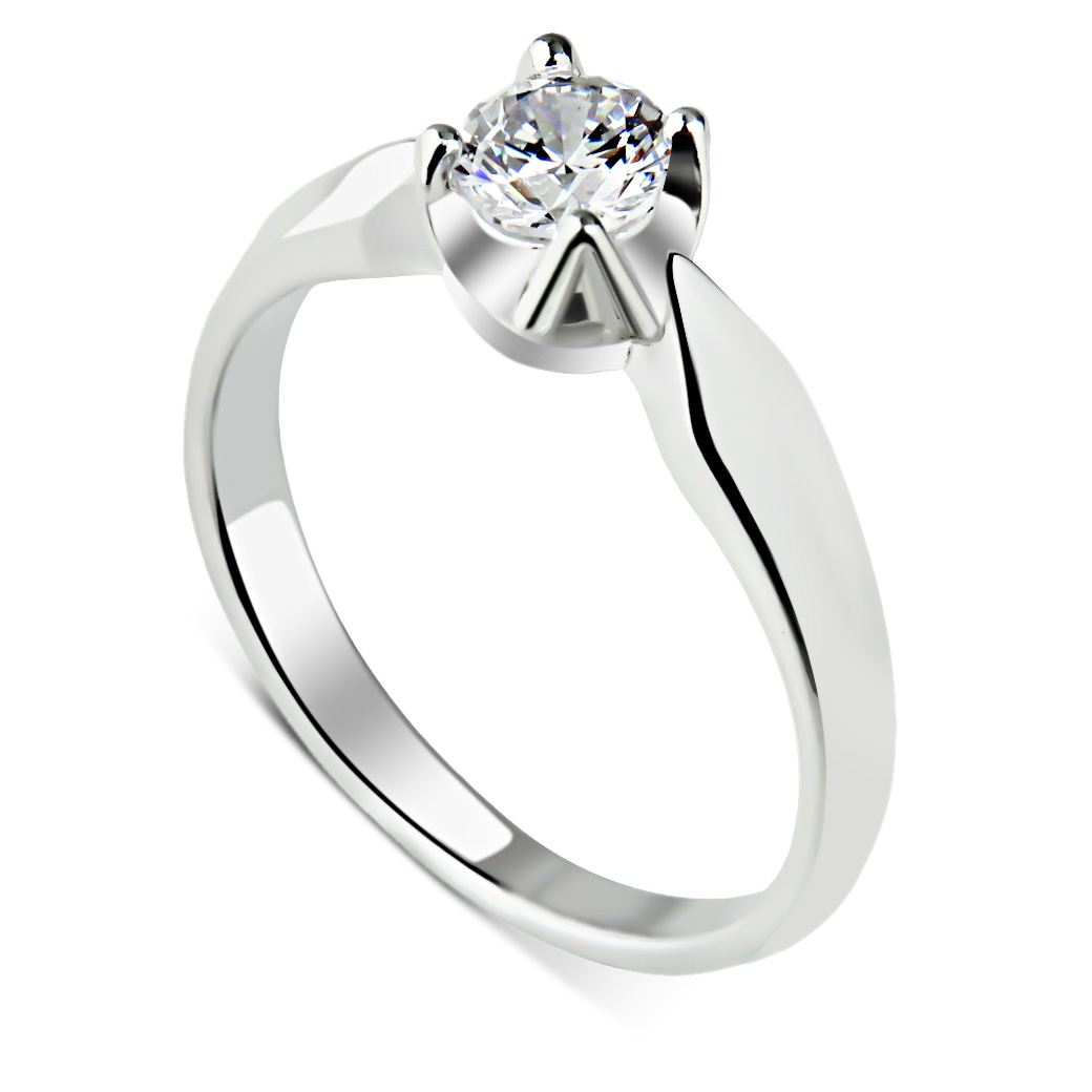 SREBRNY PIERŚCIONEK Z CENTRALNYM KAMIENIEM BIAŁYMI BIAŁĄ CYRKONIĄ KLASYCZNY